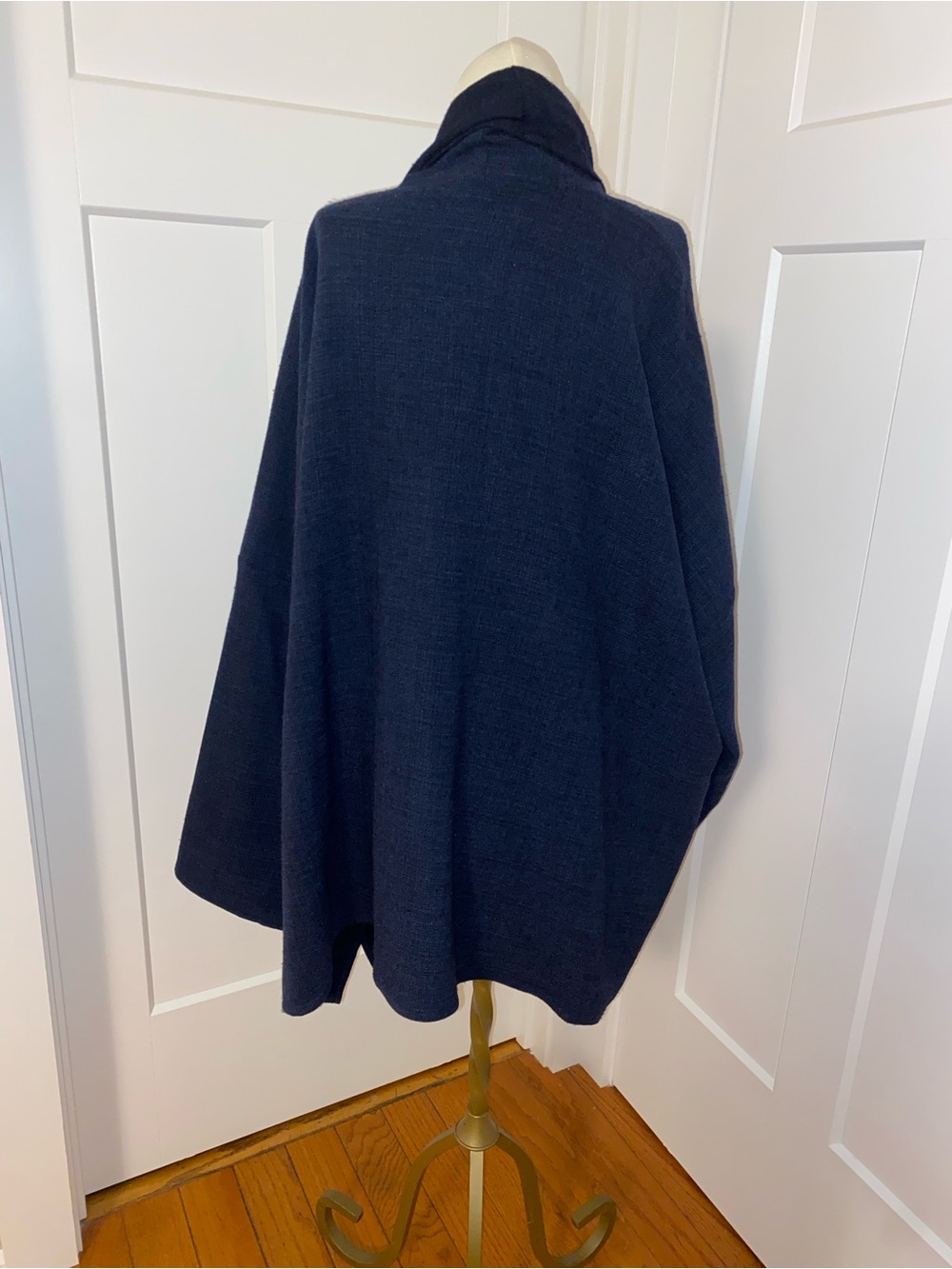 eskandar basketweave wool Navy blue Open-Front oversized cardigan sweater Small - Picture 5 of 10